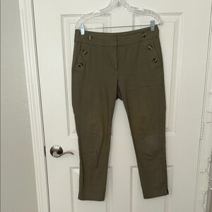 LOFT Sage Green Ankle Pants with button detail